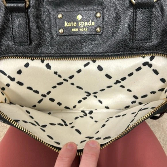 Kate Spade New York Black Bowler Bag Satchel Tote Authentic - Picture 8 of 12